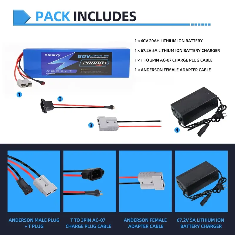   Paquete de baterías de litio - 60V 30Ah Electric Scooter Battery reseña y precio
